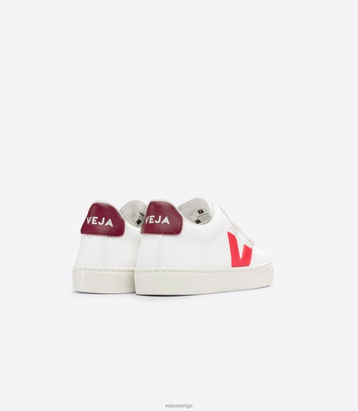skor JP4FL322 barn Veja esplar kromfritt läder vit rose fluo marsala