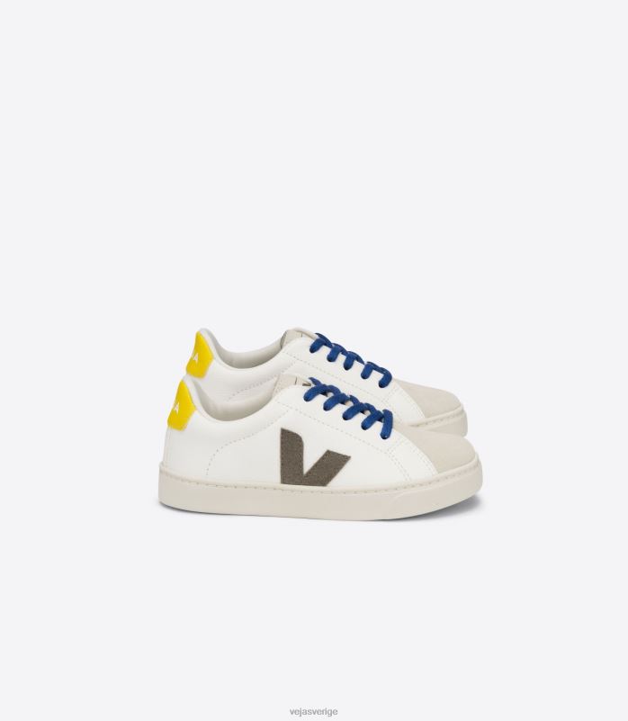 skor JP4FL331 barn Veja esplar snören kromfritt läder vit moonrock tonic