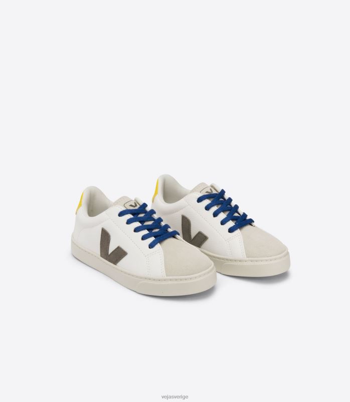 skor JP4FL331 barn Veja esplar snören kromfritt läder vit moonrock tonic