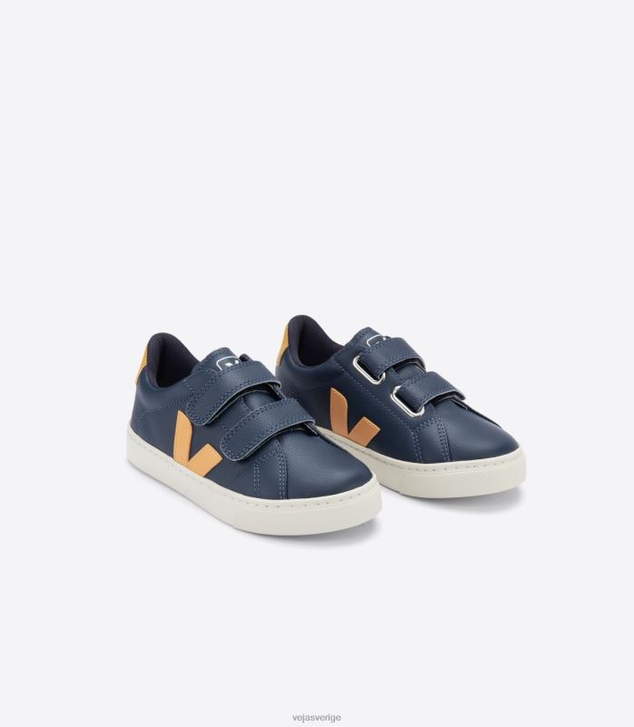 skor JP4FL339 barn Veja esplar kromfritt läder nautico moutarde