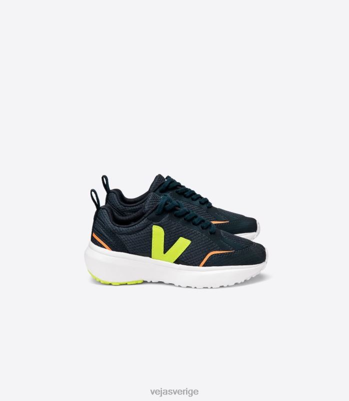 skor JP4FL389 barn Veja kanariefågelsnören alveomesh nautico jaune fluo
