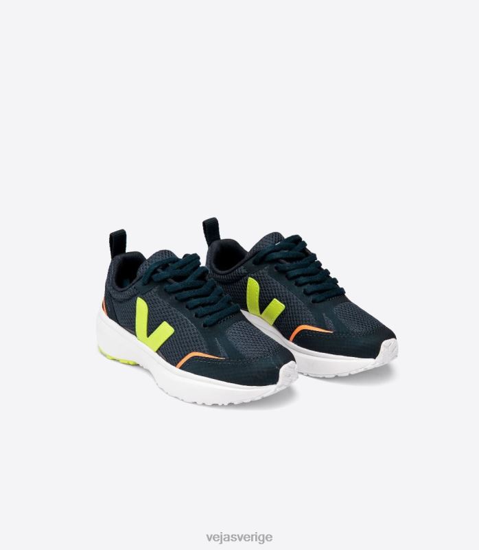 skor JP4FL389 barn Veja kanariefågelsnören alveomesh nautico jaune fluo