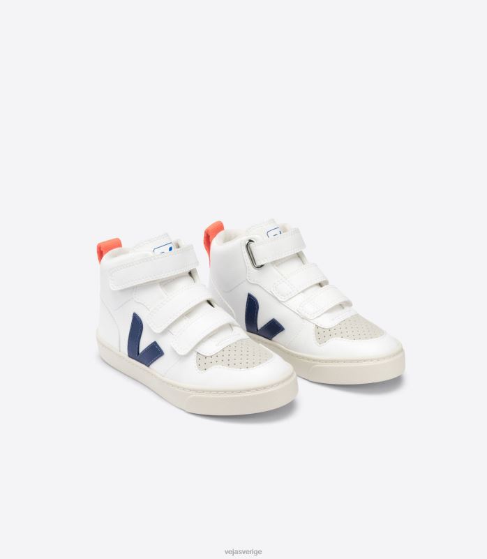 skor JP4FL346 barn Veja v-10 mid cwl vit kobolt orange fluo