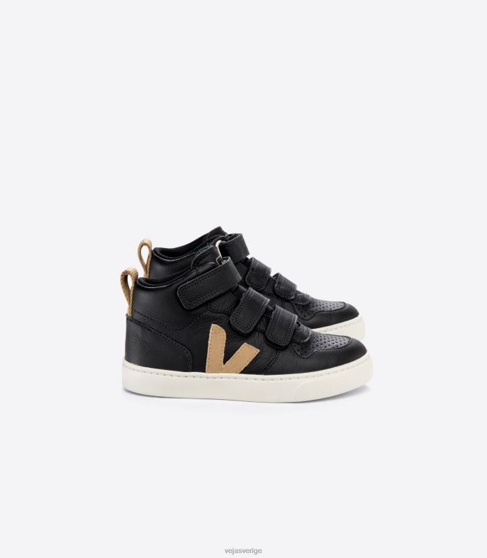 skor JP4FL348 barn Veja v-10 mid kromfritt läder svart dune