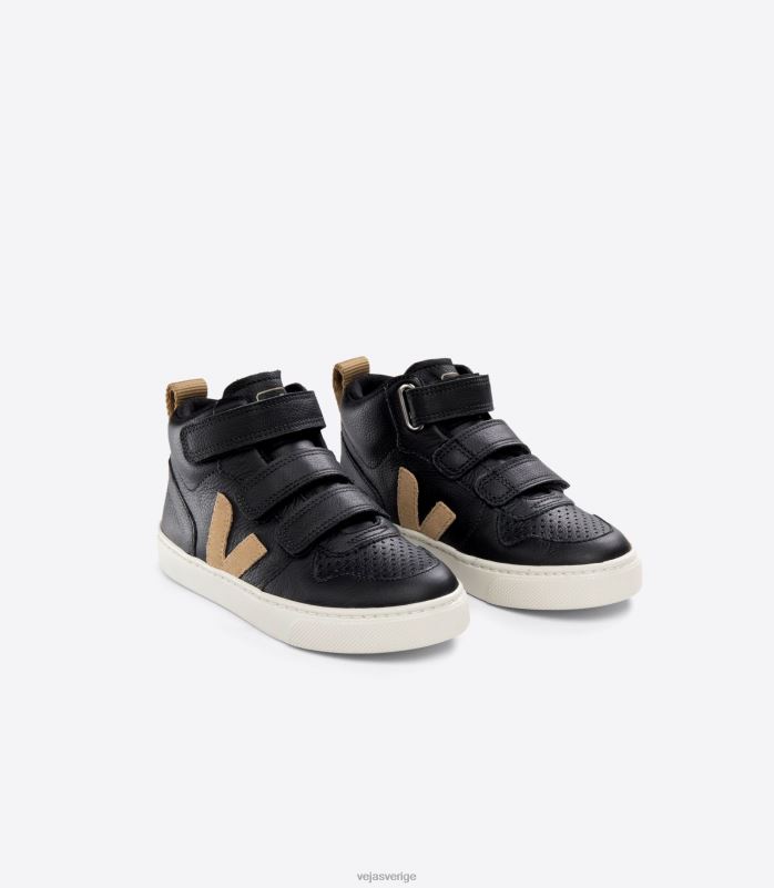 skor JP4FL348 barn Veja v-10 mid kromfritt läder svart dune
