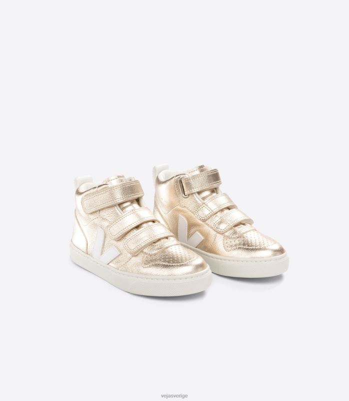skor JP4FL351 barn Veja v-10 mid kromfritt läder platinvit