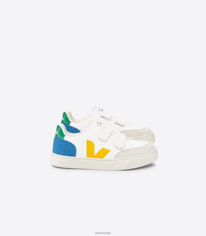 skor JP4FL302 barn Veja v-12 kromfritt läder vit multico indigo