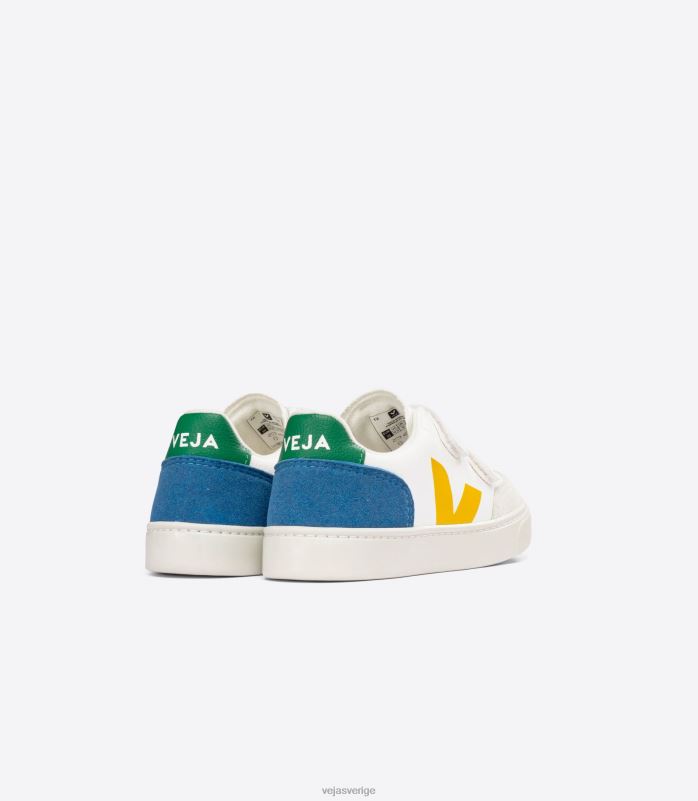skor JP4FL302 barn Veja v-12 kromfritt läder vit multico indigo