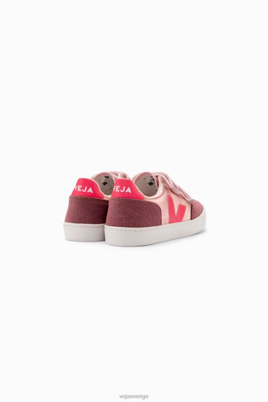 skor JP4FL306 barn Veja v-12 kromfritt läder pärlemor rose fluo