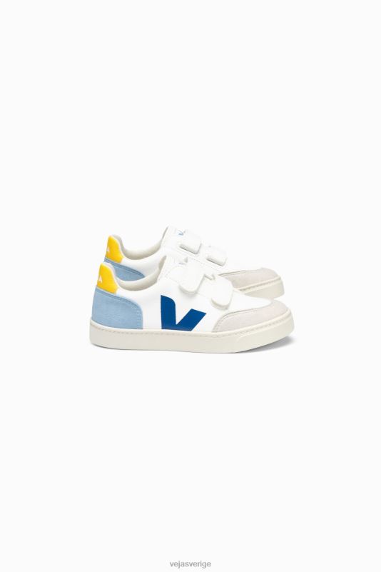 skor JP4FL309 barn Veja v-12 kromfritt läder vit multico