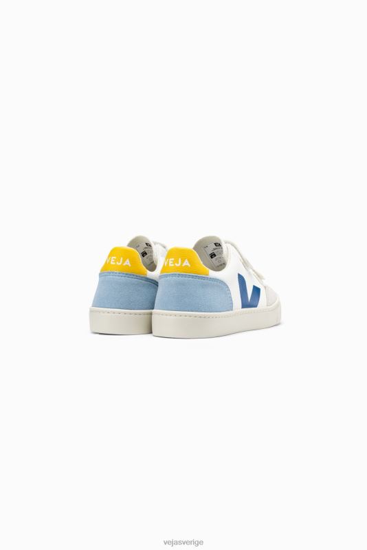 skor JP4FL309 barn Veja v-12 kromfritt läder vit multico