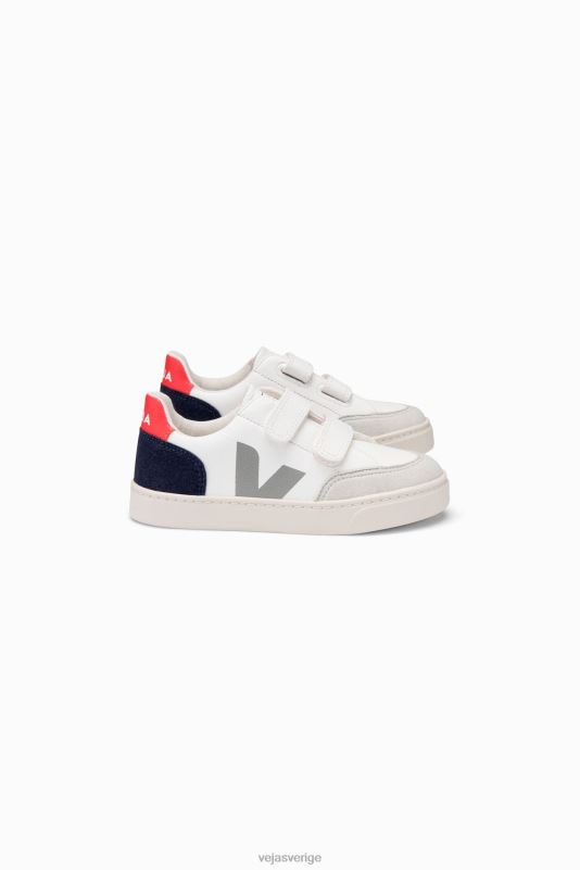 skor JP4FL310 barn Veja v-12 kromfritt läder vit multico nautico
