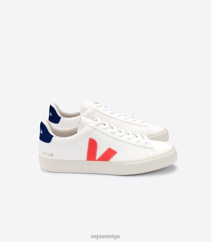 skor JP4FL16 män Veja campo kromfritt läder vit orange fluo