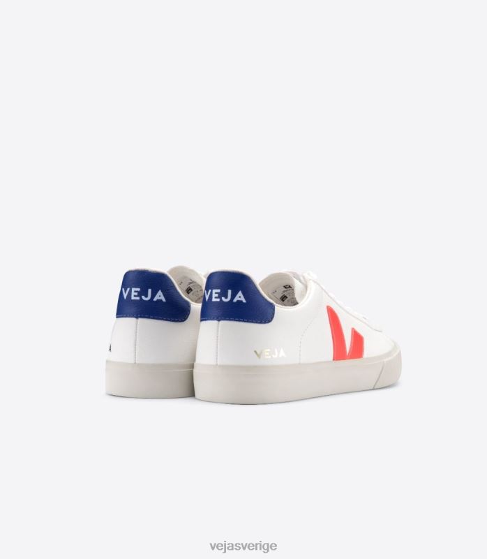skor JP4FL16 män Veja campo kromfritt läder vit orange fluo