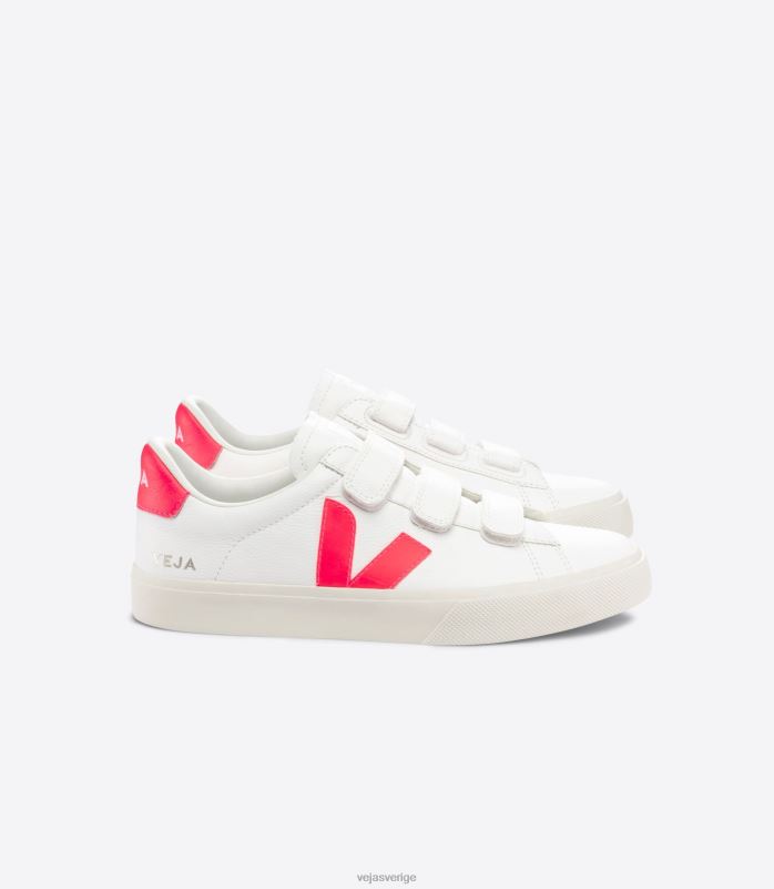 skor JP4FL112 män Veja recife kromfritt läder vit rose fluo