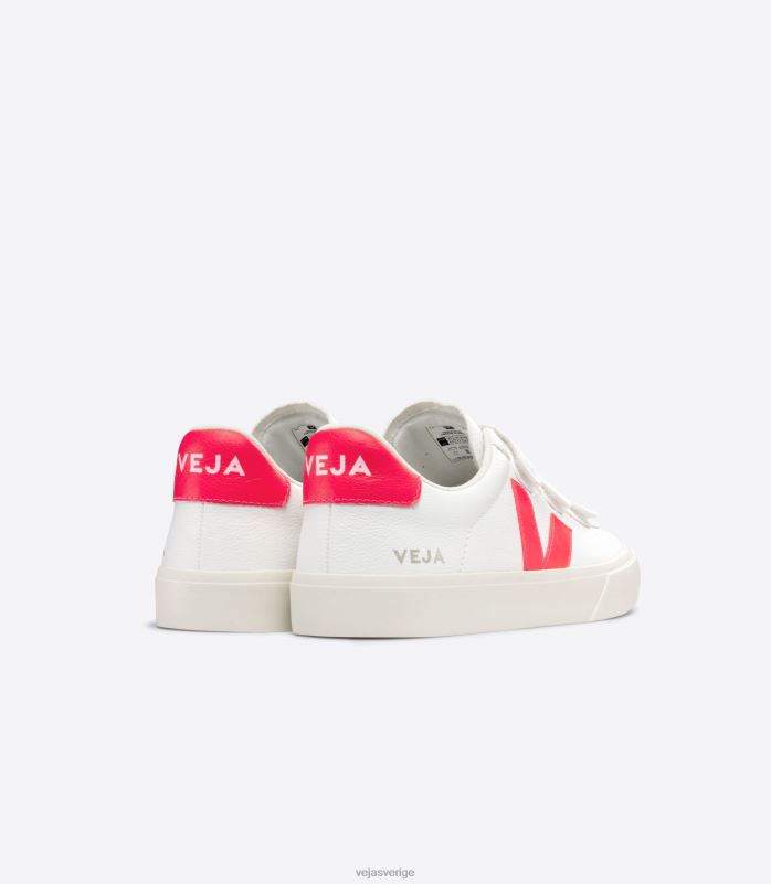 skor JP4FL112 män Veja recife kromfritt läder vit rose fluo