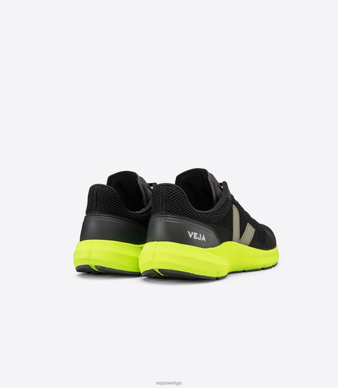 skor JP4FL205 män Veja marlin lt v-stickad svart kaki jaune fluo