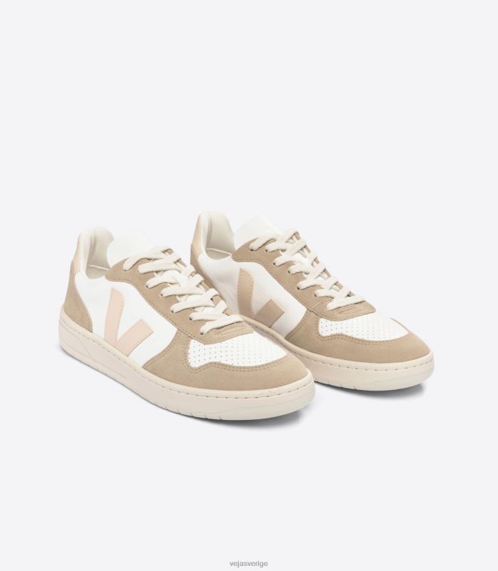 skor JP4FL39 män Veja v-10 kromfritt läder vit sable sahara