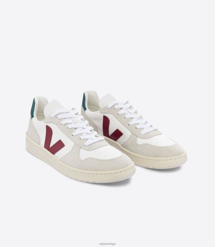 skor JP4FL45 män Veja v-10 b-mesh vit marsala brittany
