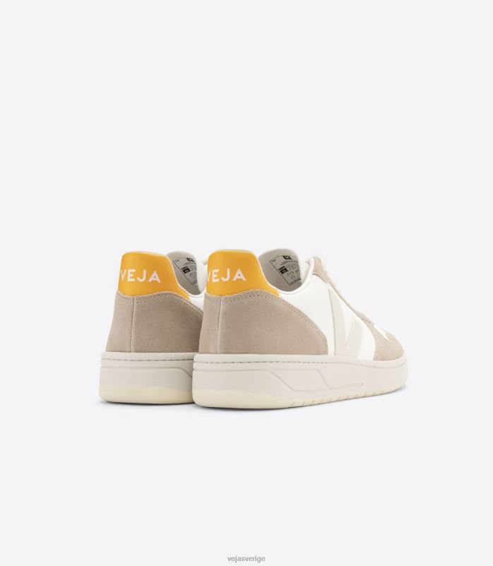 skor JP4FL69 män Veja v-10 kromfritt läder vit sahara ouro