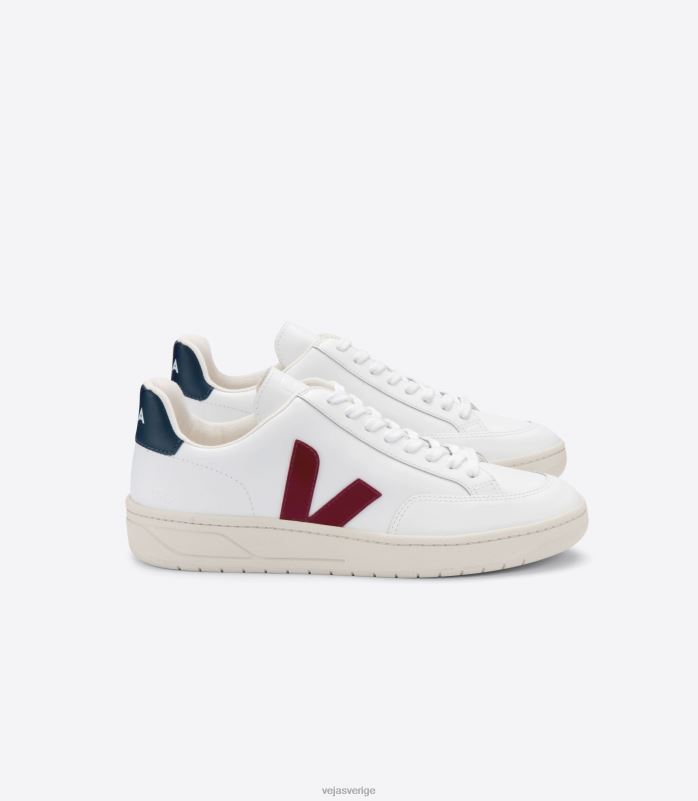 skor JP4FL27 män Veja v-12 läder vit marsala nautico