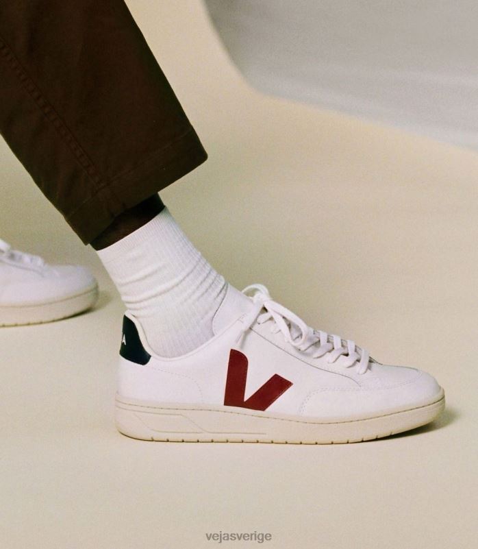 skor JP4FL27 män Veja v-12 läder vit marsala nautico