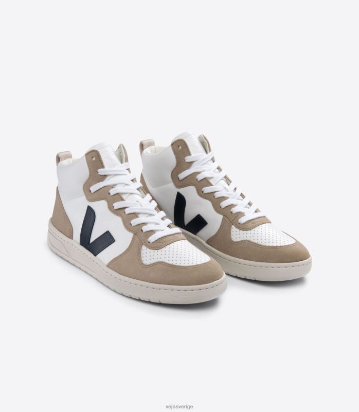 skor JP4FL79 män Veja v-15 kromfritt läder vit nautico sahara